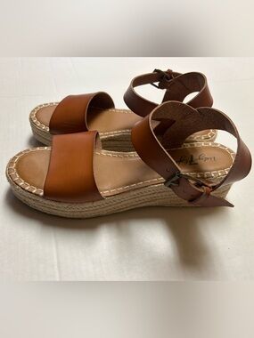 Vintage 7 eight Platform Sandals espadrilles faux leather size 10